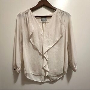Anthropologie Maeve Cream Women's Ruffle Blouse